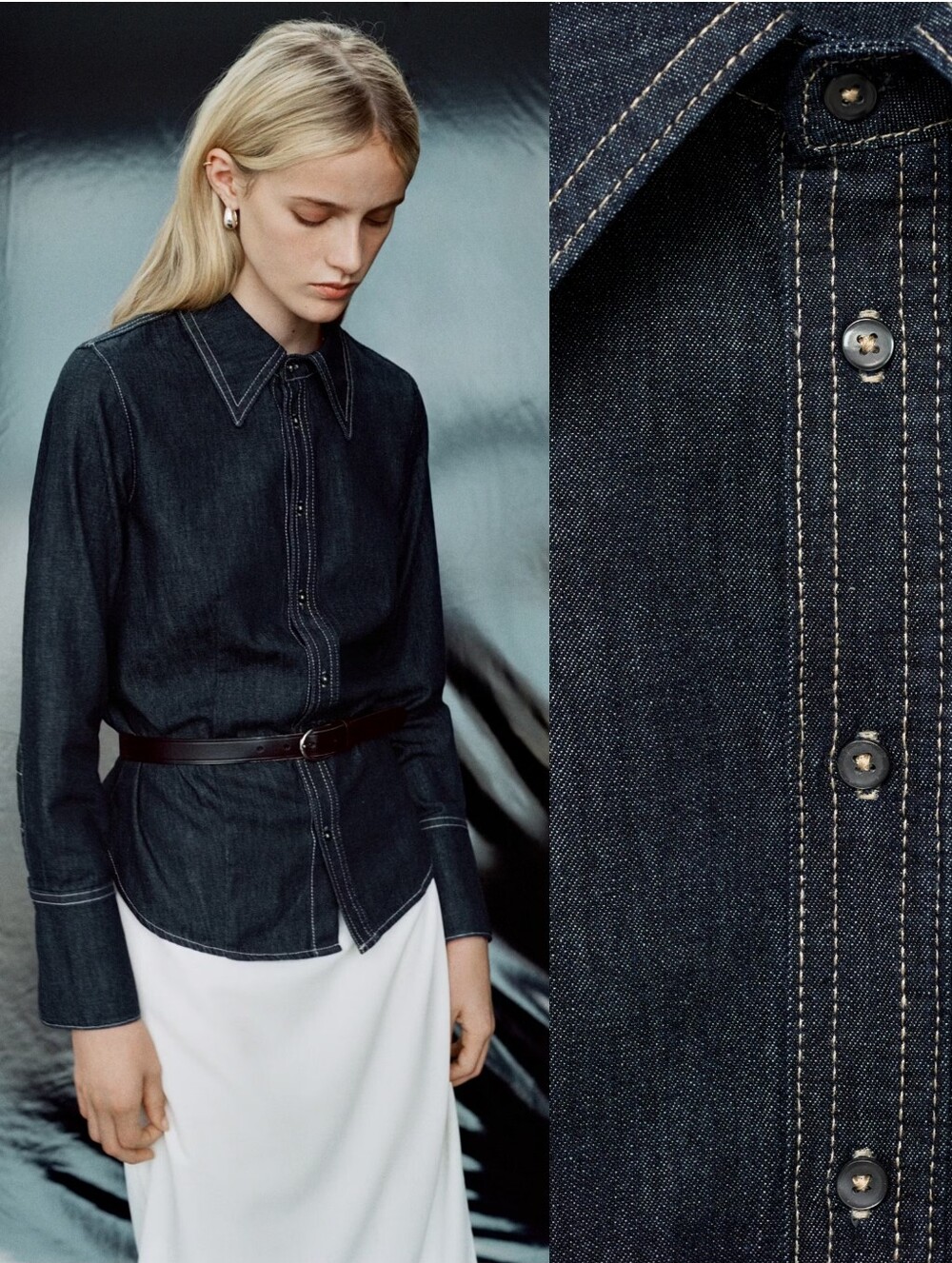 MANGO Denim Blouse